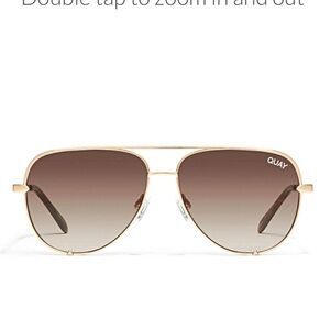 Quay Australia Gold-Tone Aviator Sunglasses